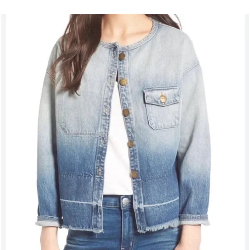 Current Elliott Off Duty Liner Denim Ombre Jacket Ladies size 3 (Large) NWT